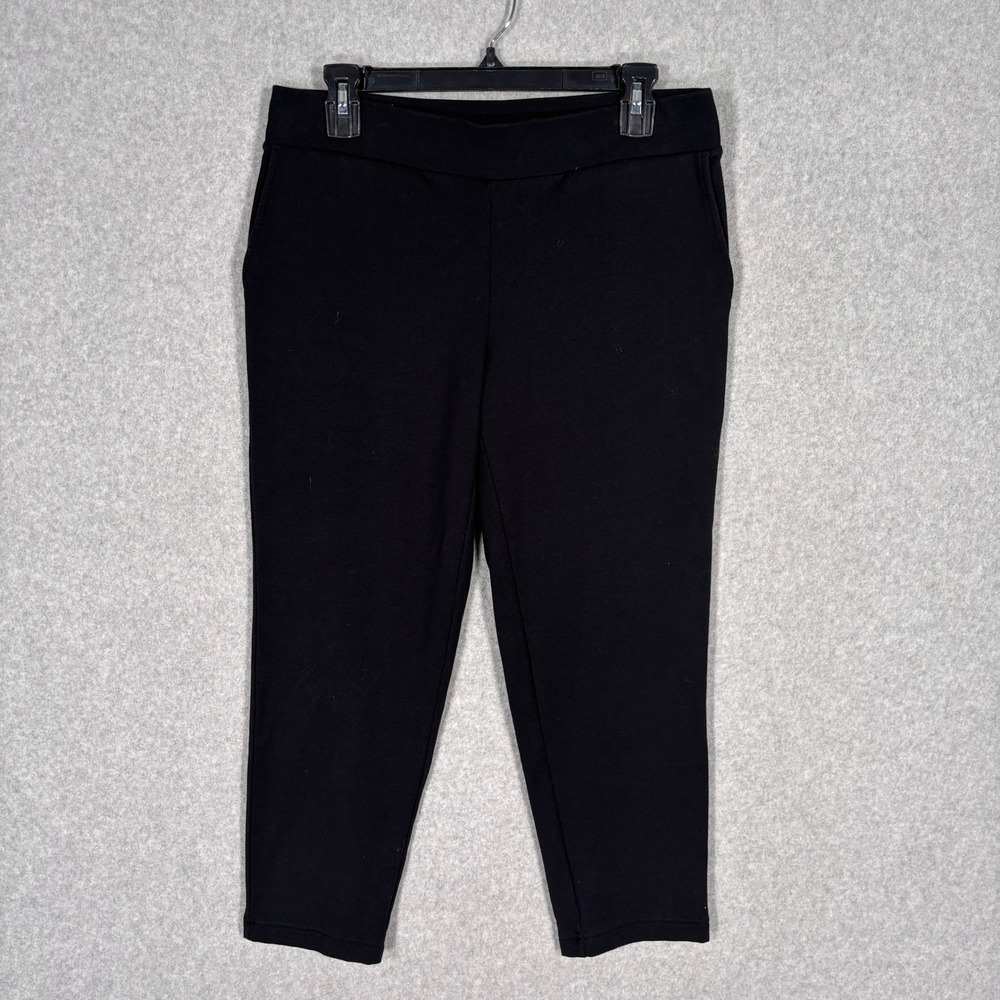 Pure J Jill Affinity French Terry Slim Crop Pants Small Petite Black Pima Modal